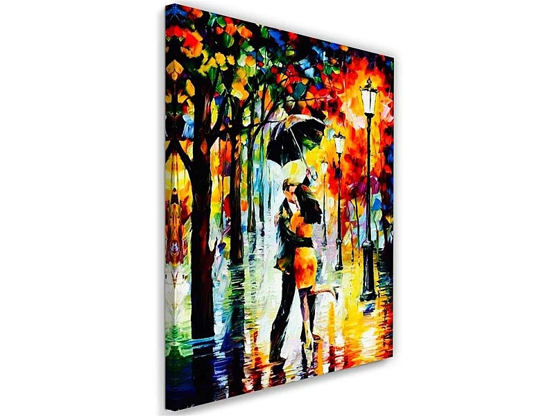 Tableau couple amoureux sous un parapluie - 40 x 60 cm