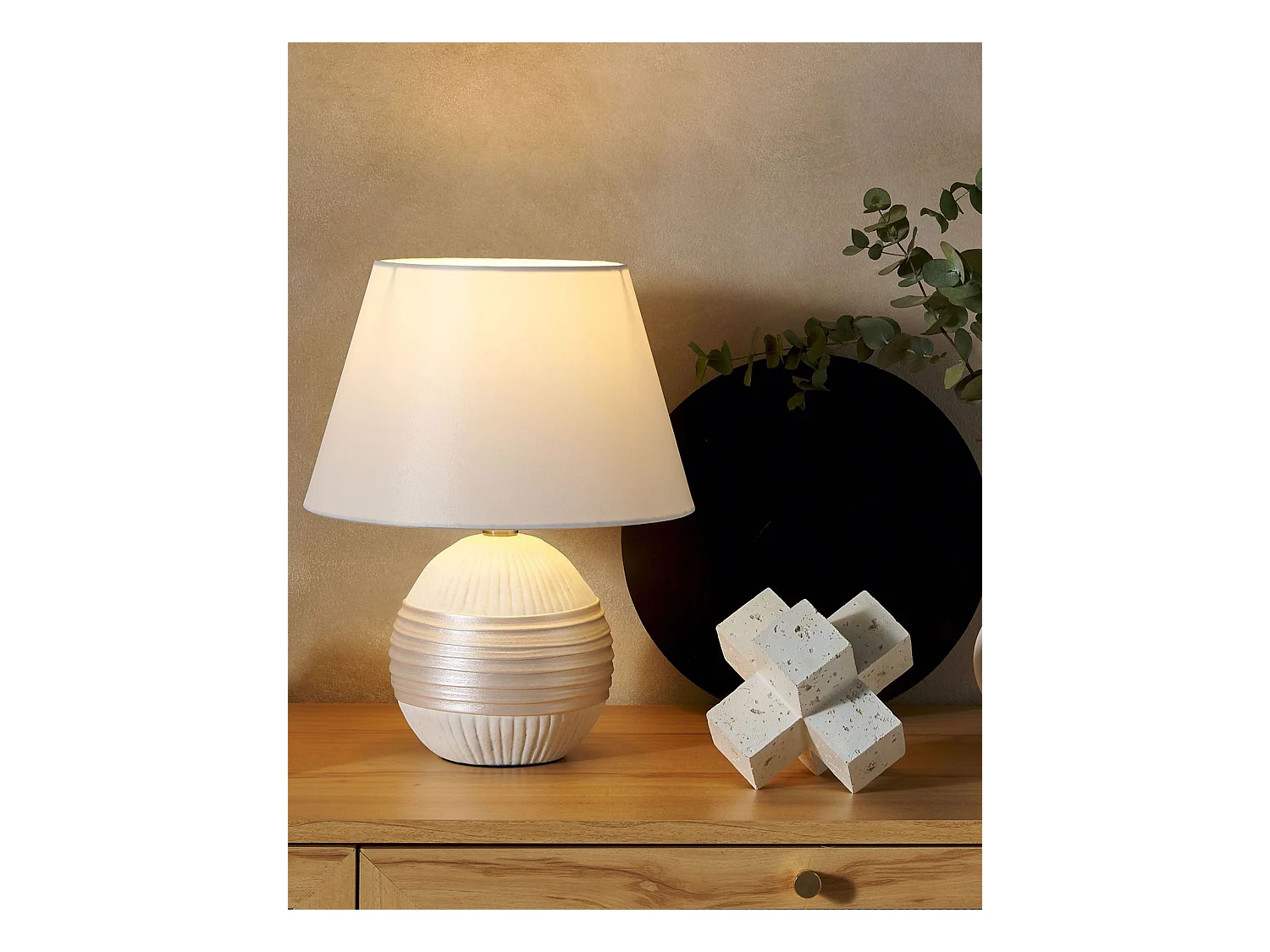 Lampe à poser SADO Céramique Blanc cassé