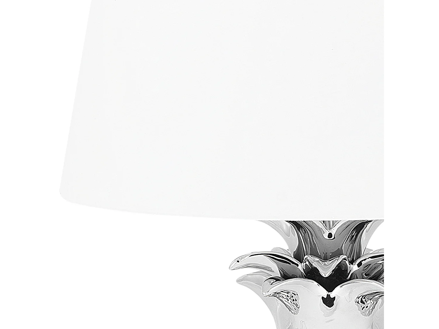 Stilvolle Tischleuchte Lampenfuß in Ananas Form silbern/weß Keramik/Polyester