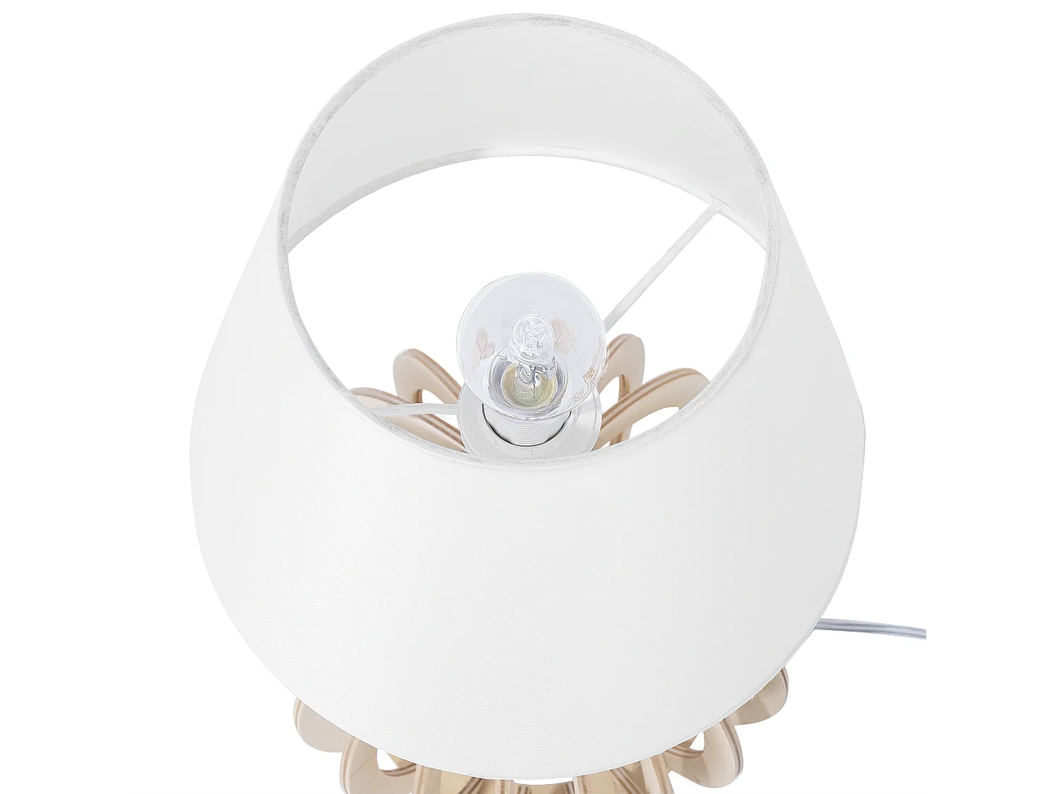 Originelle Tischleuchte Lampenfuß aus Holz weiß Samo