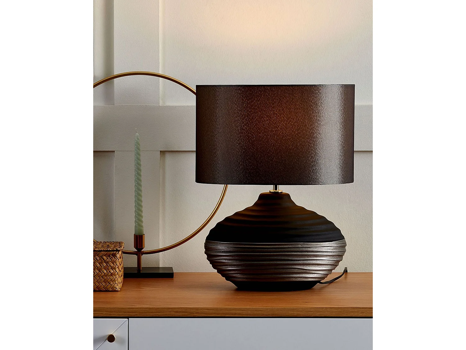 Lampe à poser LIMA Porcelaine Gris foncé