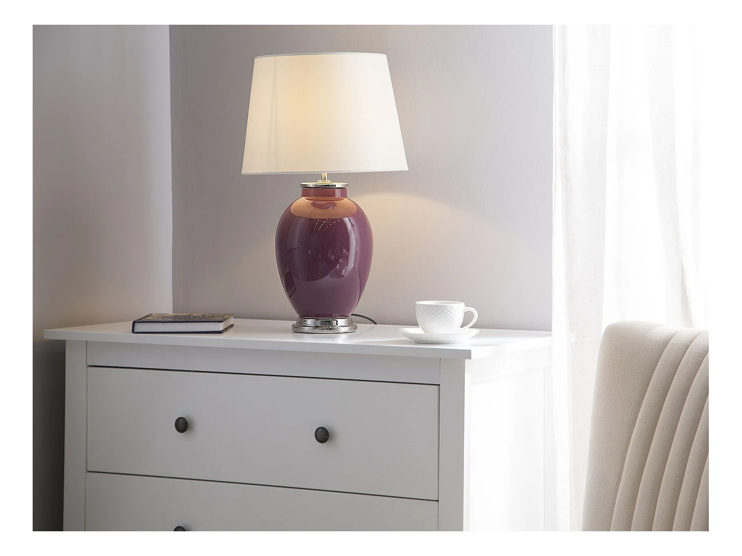 Lampe à poser BRENTA Céramique Pourpre