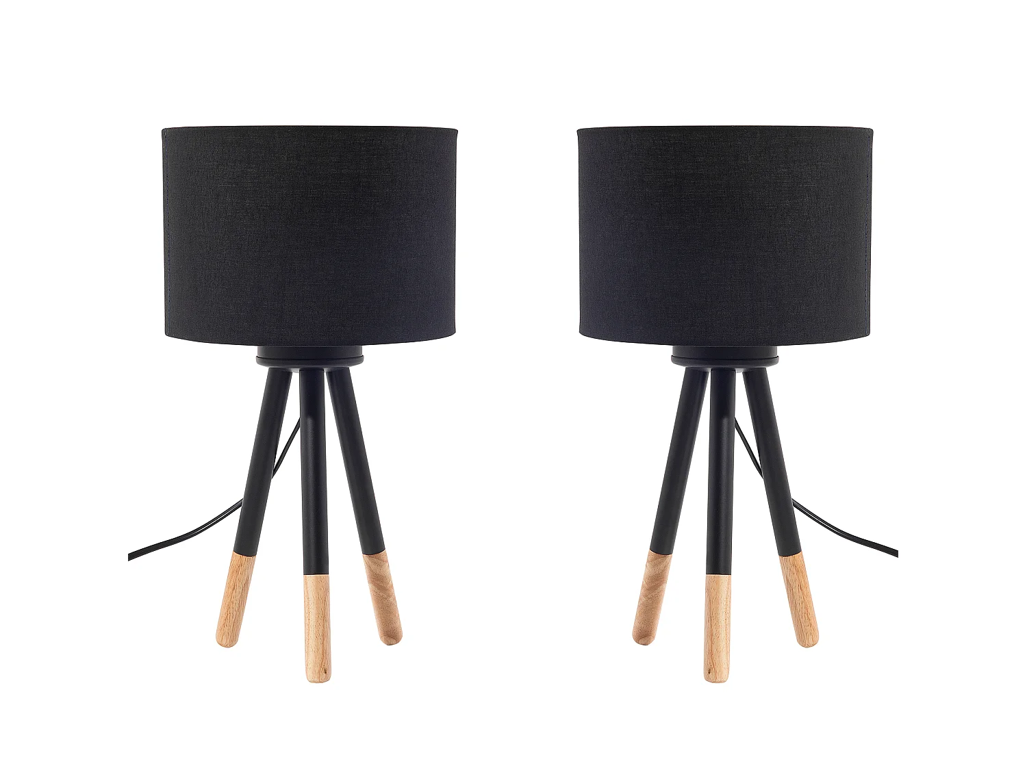 Lot de 2 lampes de bureau TOBOL Bois de frêne Noir