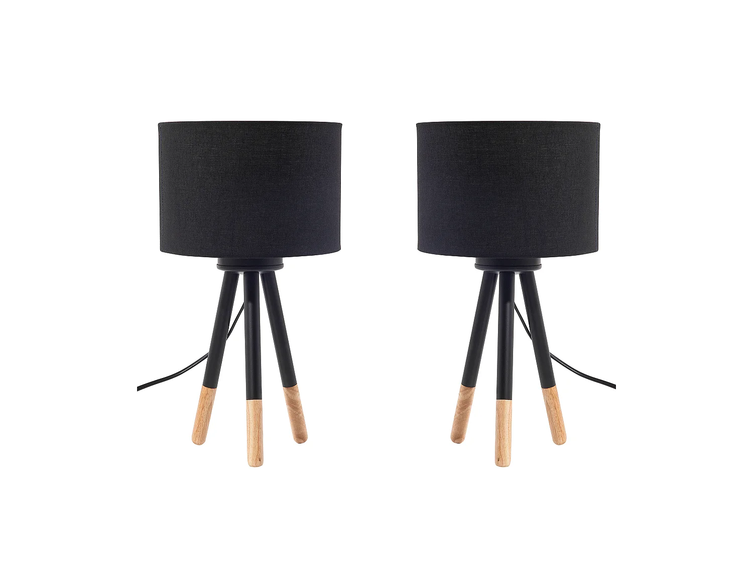 Set di 2 lampade da tavolo TOBOL Legno di frassino Nero