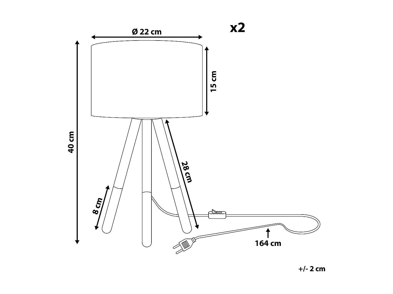 Set di 2 lampade da tavolo TOBOL Legno di frassino Nero