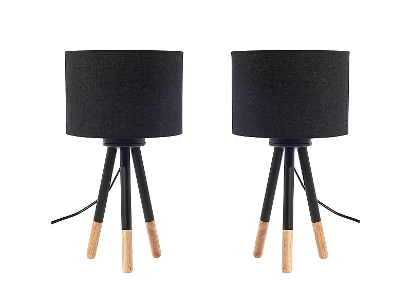 Set di 2 lampade da tavolo TOBOL Legno di frassino Nero