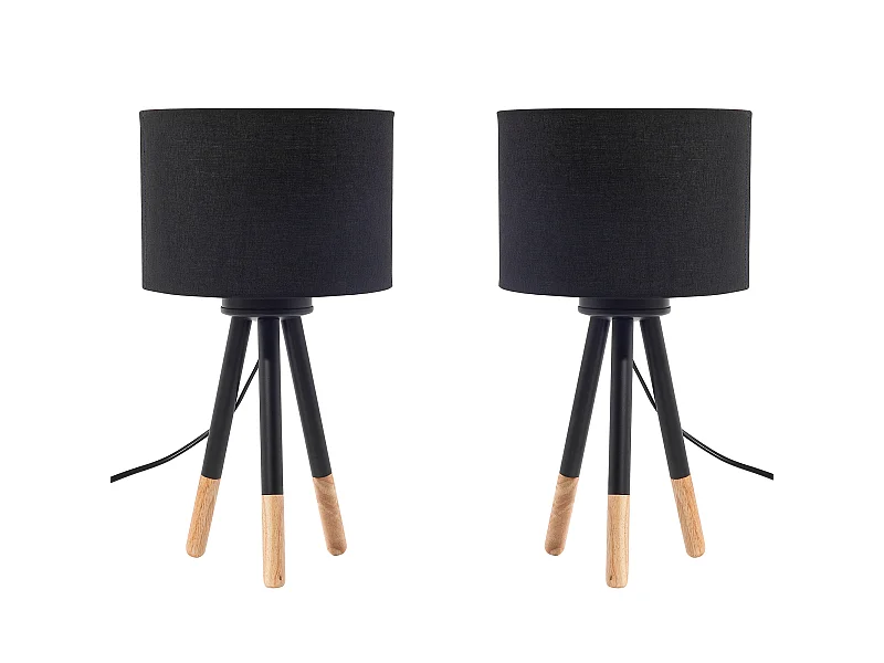 Tischlampe Schwarz 2er Set 40 cm drei Beine skandinavisch Tobol