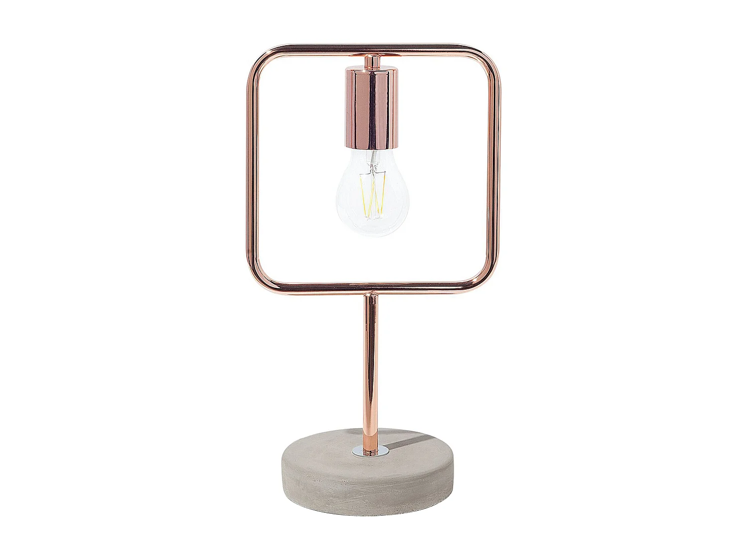 Minimalistische Tischlampe offener Lampenschirm Metall/Beton grau kupfer Mundo