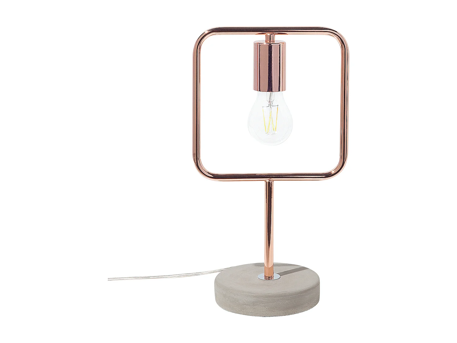 Minimalistische Tischlampe offener Lampenschirm Metall/Beton grau kupfer Mundo