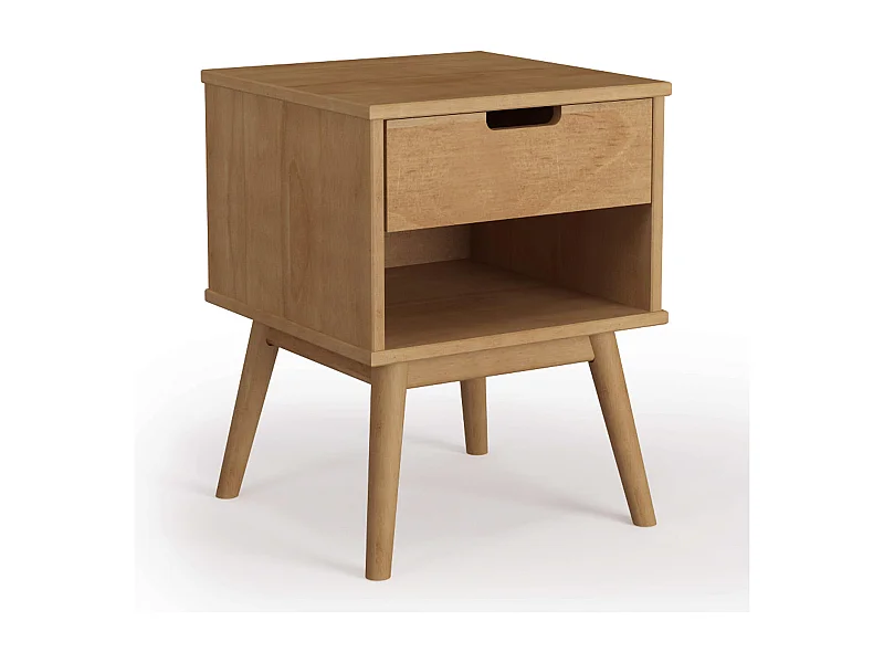 Table de Chevet Bali 1 tiroir, Fabriqué en Bois de pin Massif