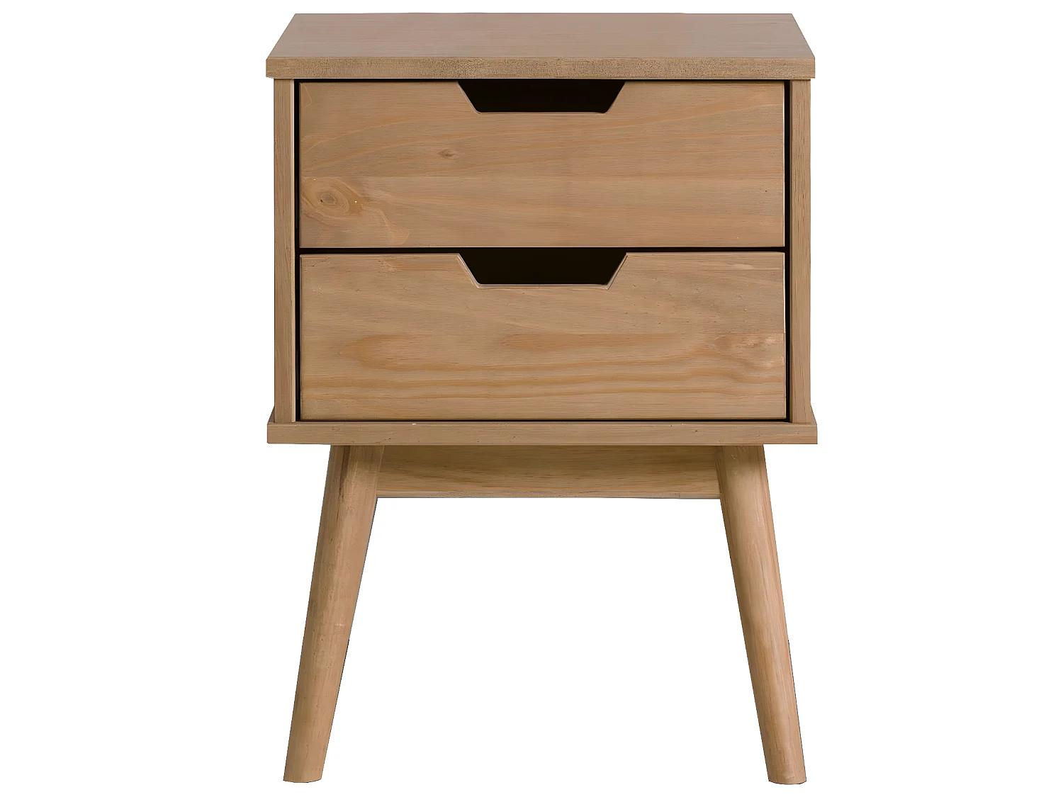 Table de Chevet Bali 2 tiroir, Fabriqué en Bois de pin Massif