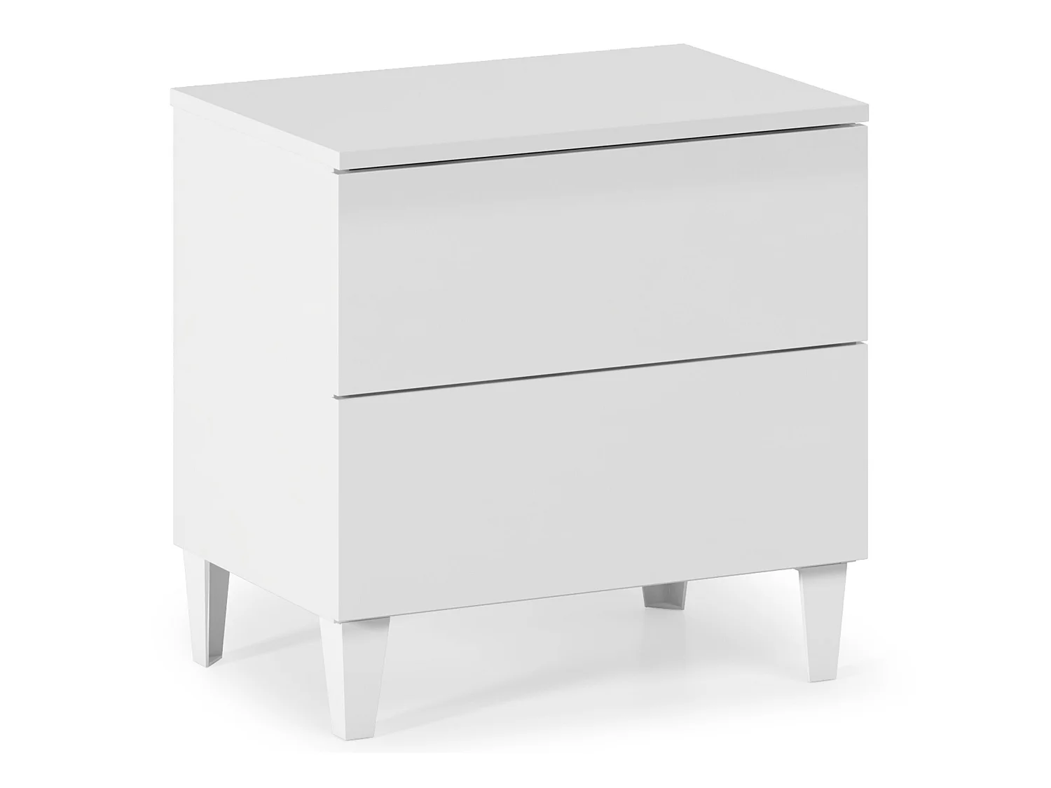 Table de chevet Vera avec 2 tiroirs couleur blanc brillant