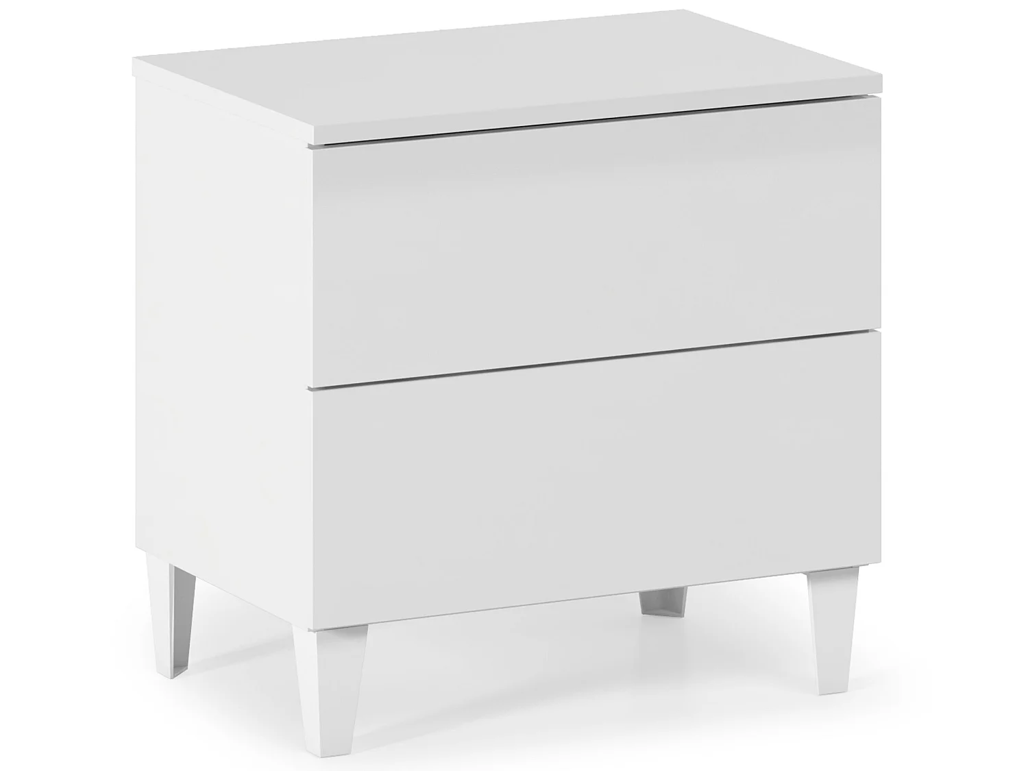 Table de chevet Vera avec 2 tiroirs couleur blanc brillant