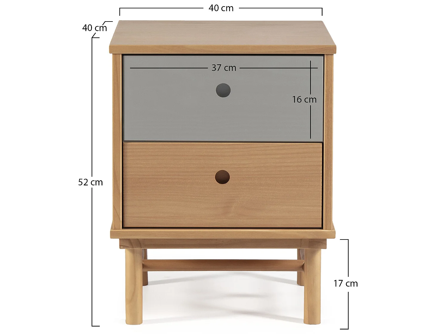 Nachtkastje Magnus 2 laden, Massief hout