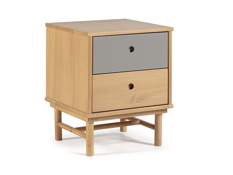 Table de chevet Magnus 2 tiroirs, bois massif