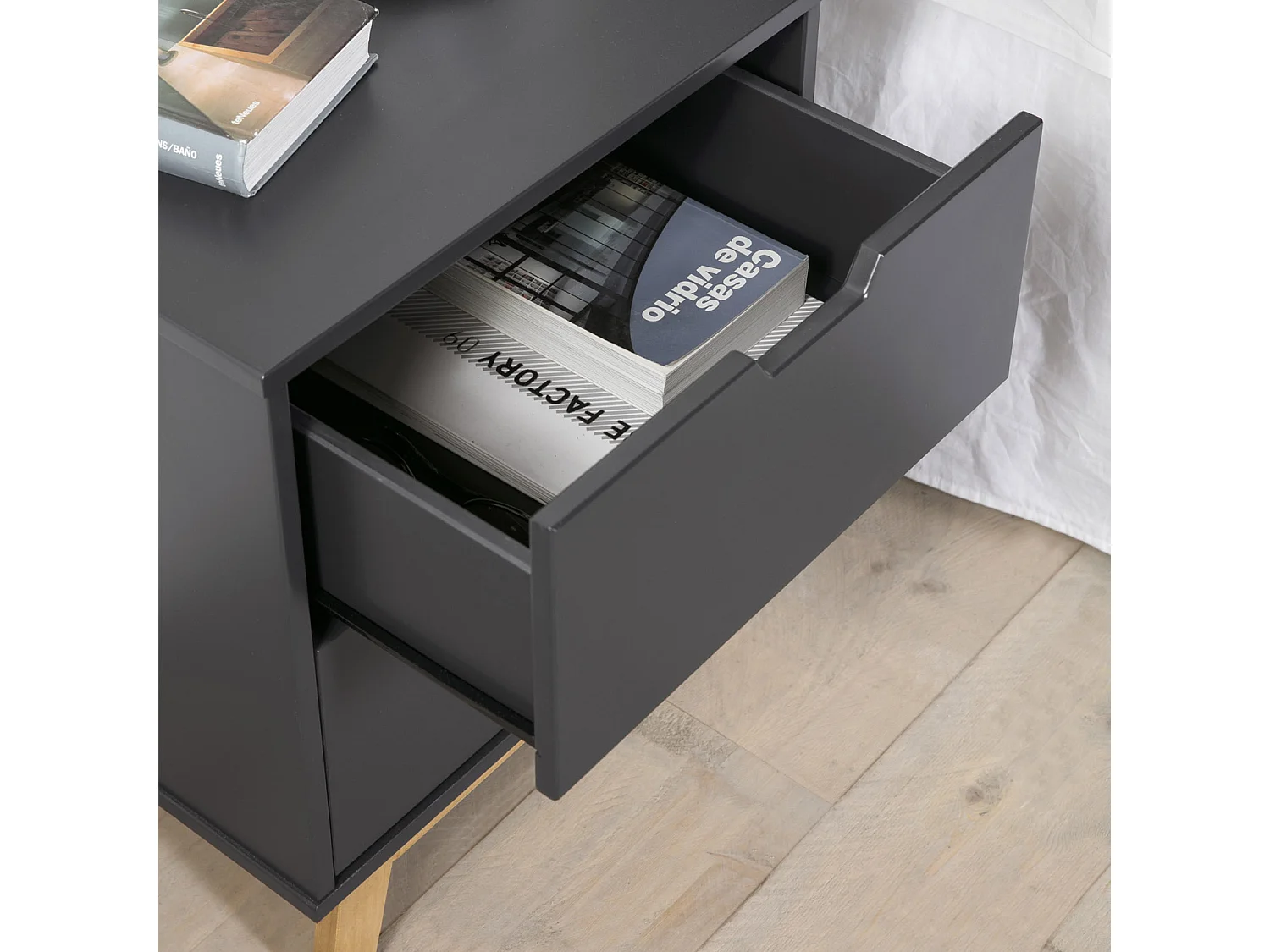 Nachttisch Mirada 2 Schubladen Anthrazit