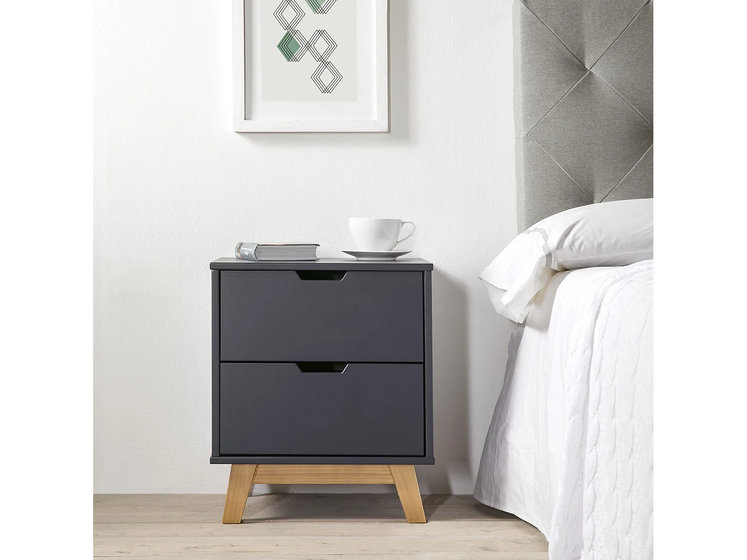 Nachttisch Mirada 2 Schubladen Anthrazit