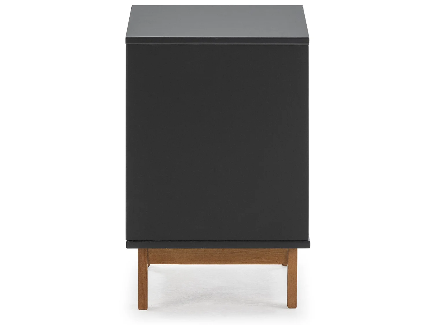 Mesa de cabeceira Miranda de 2 gavetas Antracite, MDF Lacado, Pernas de Madeira