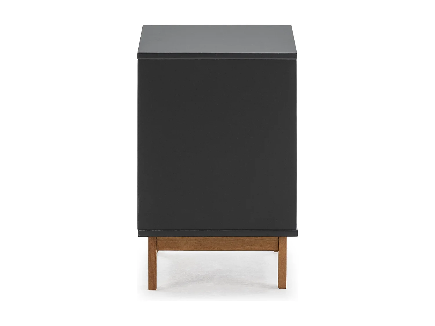 Nachtkastje Miranda met 2 laden Antraciet, Gelakt MDF, Houten poten