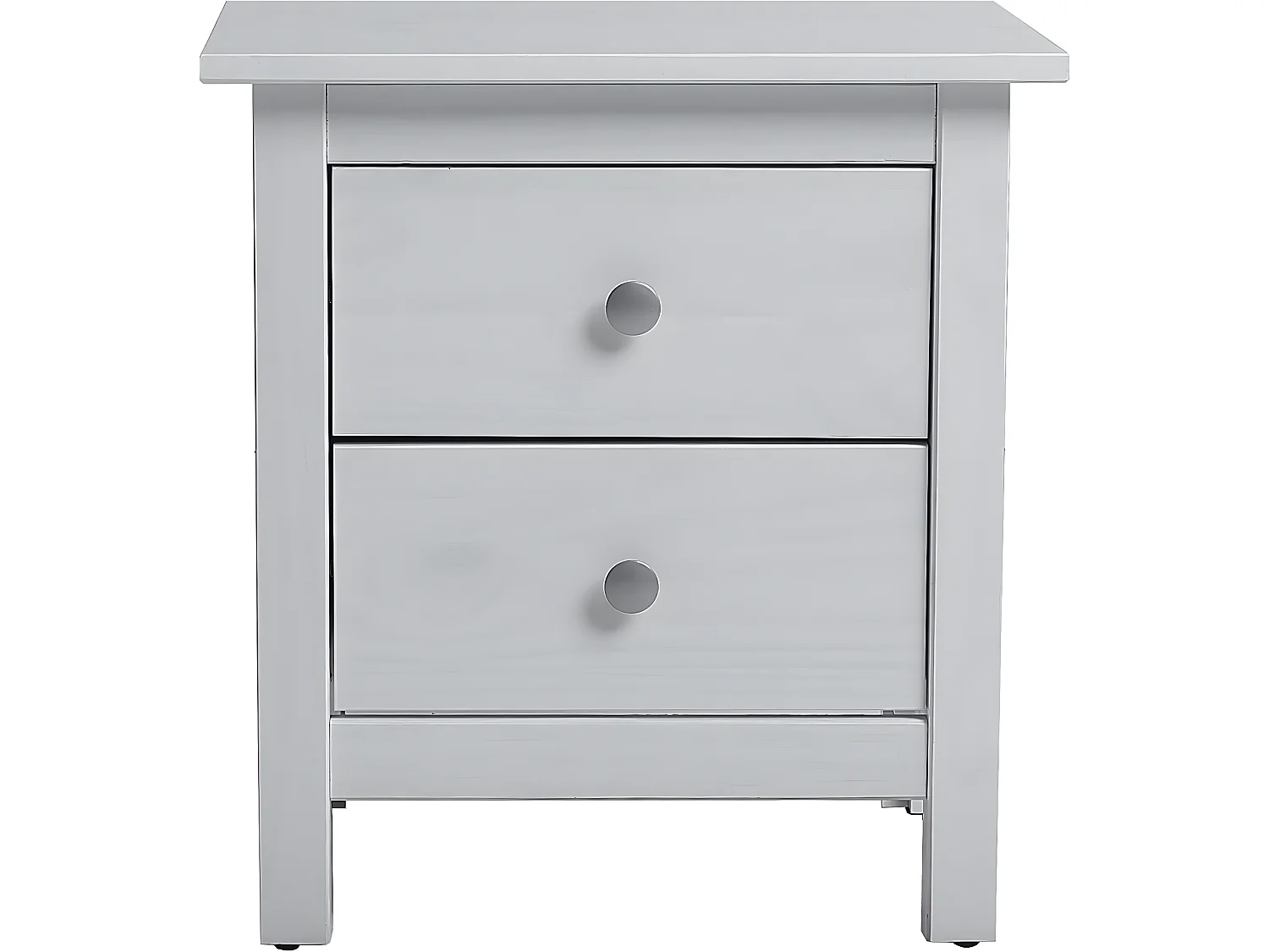 Comodino Berna Bianco con 2 cassetti, Realizzato in Pino Massiccio