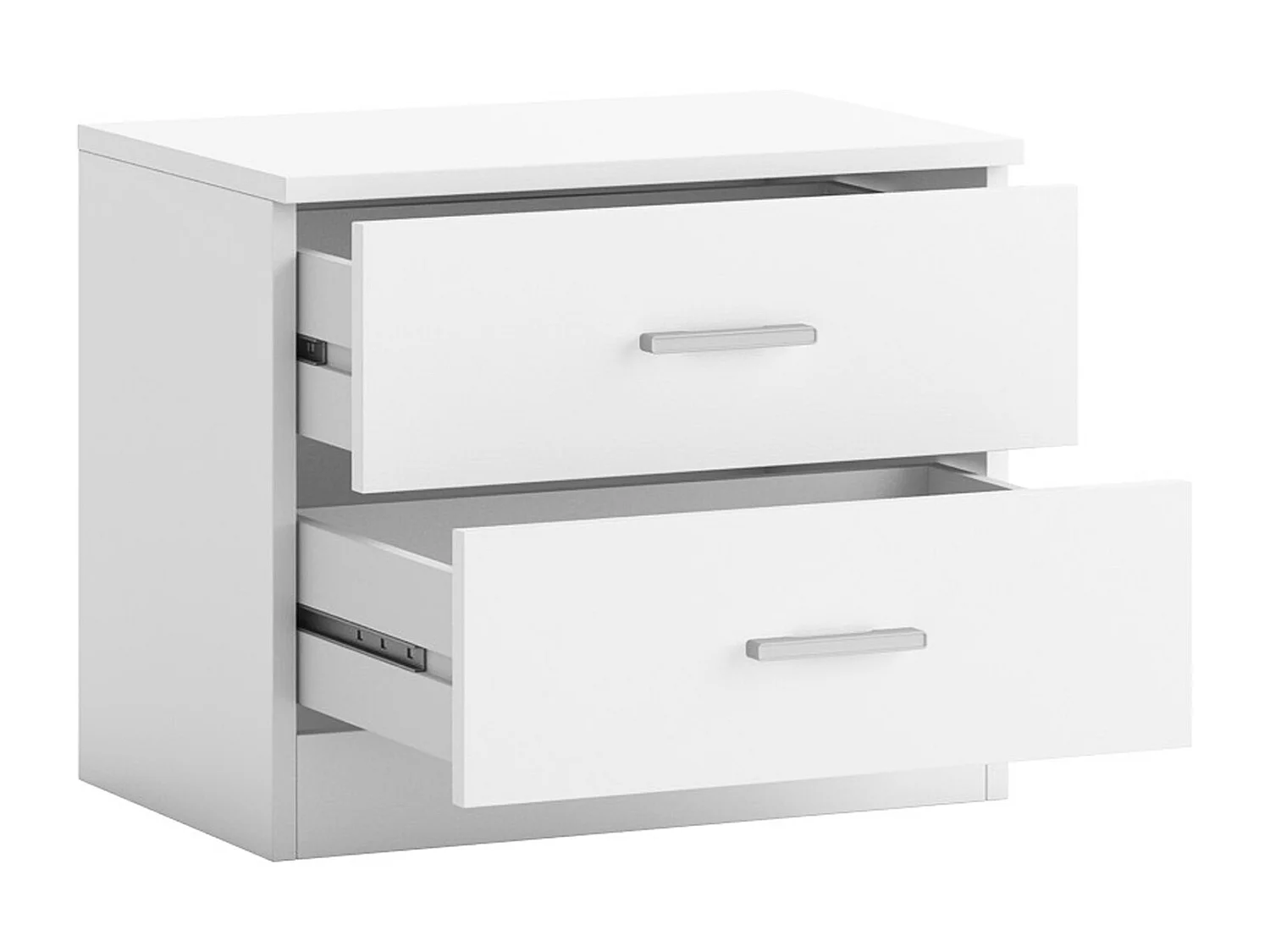 Table de Chevet Dublin 2 tiroirs en Couleur Blanc, Guides métalliques