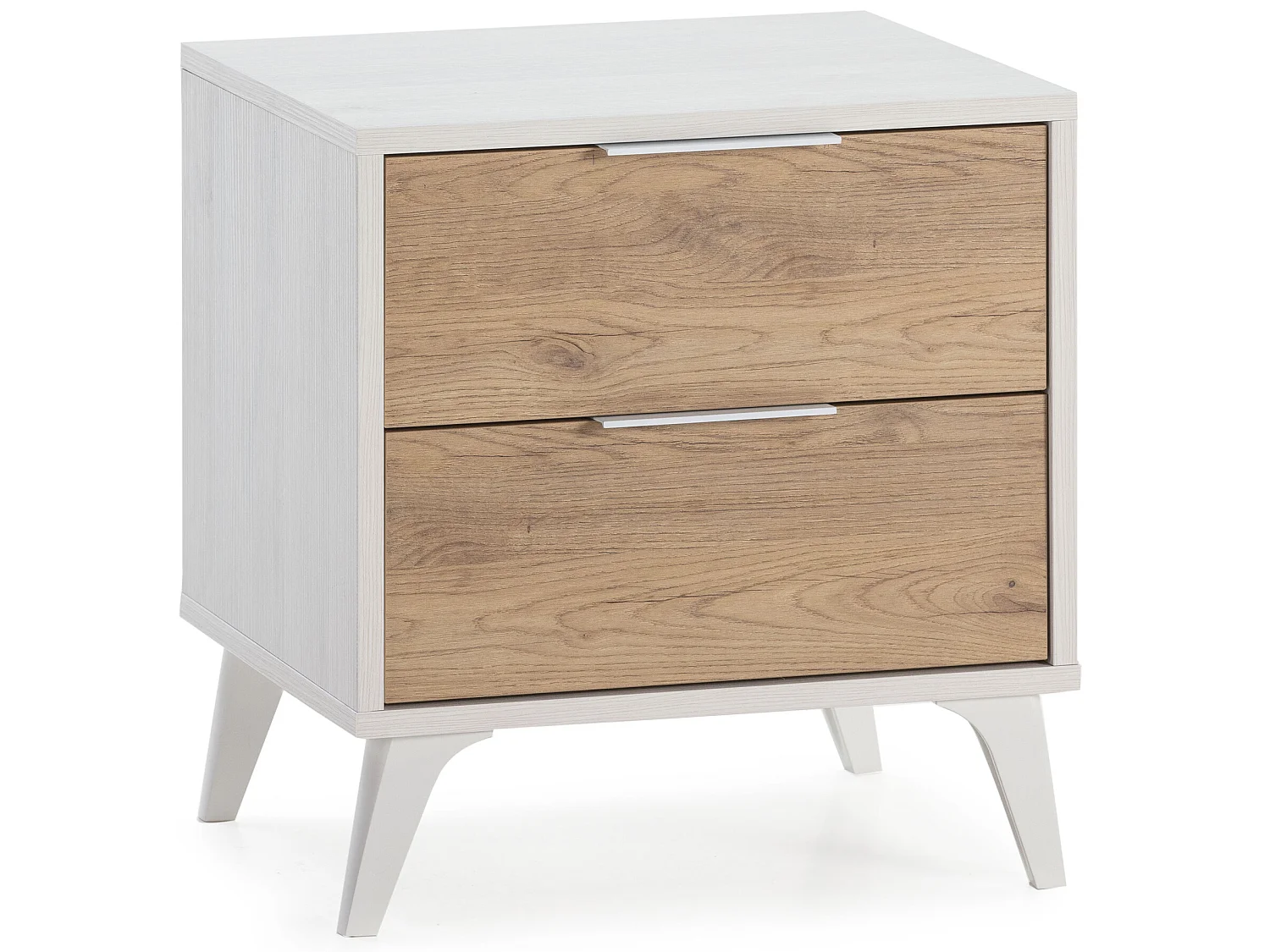 Table de Chevet Koln 2 tiroirs Couleur Blanc/Bois