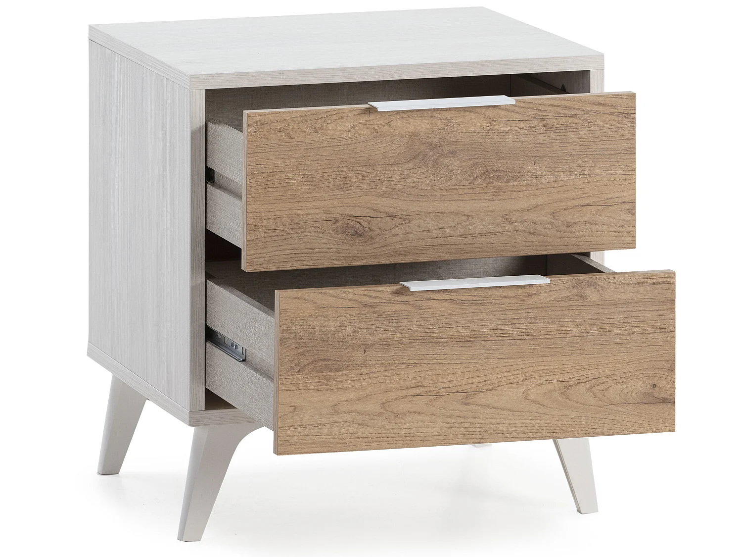 Table de Chevet Koln 2 tiroirs Couleur Blanc/Bois