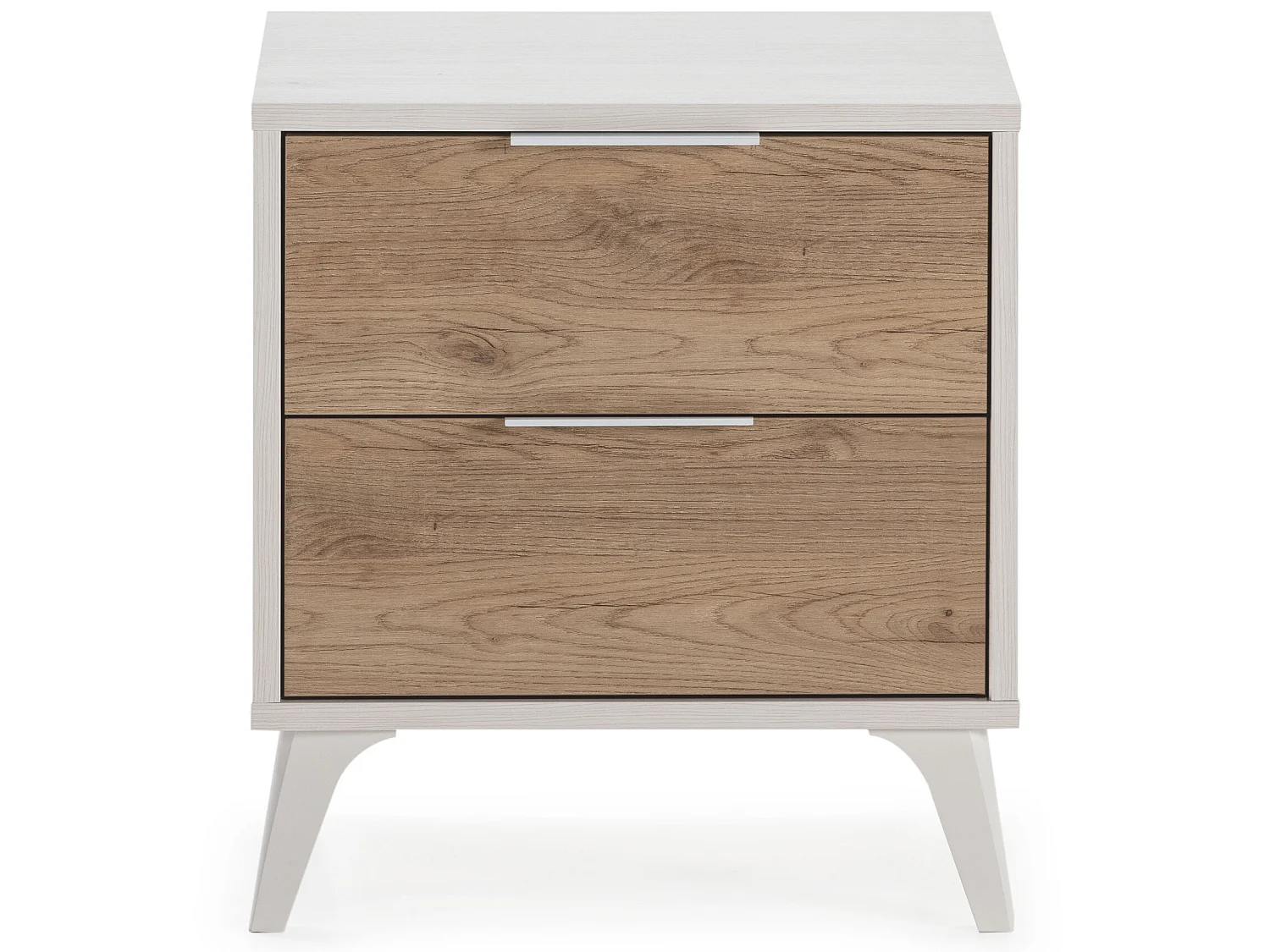 Table de Chevet Koln 2 tiroirs Couleur Blanc/Bois