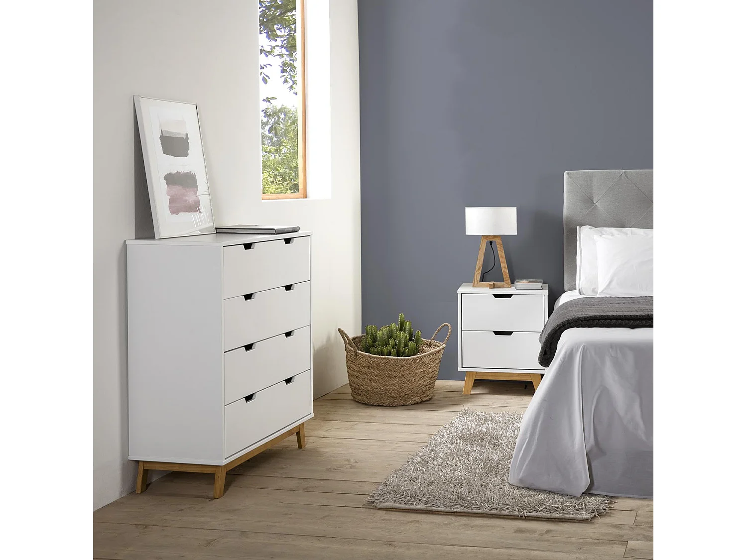 Nachttisch Miranda 2 Schubladen Weiß