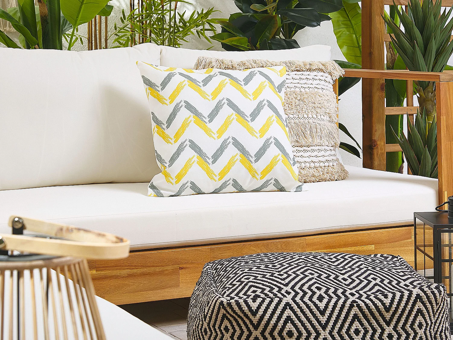 Set van 2 tuinkussens AFFILE Chevron patroon 45 x 45 cm Multicolor