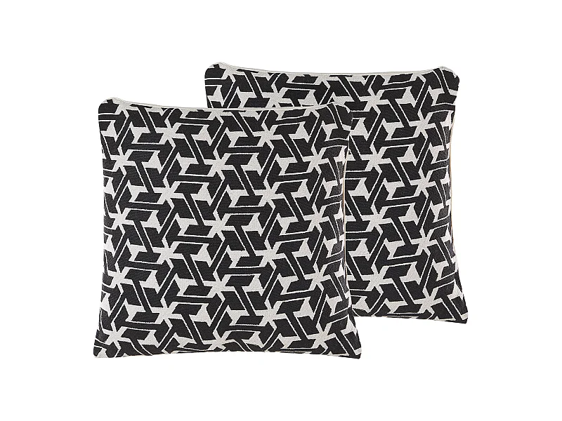 Conjunto de 2 almofadas decorativas ANDIRIN Algodão 45 x 45 cm Preto Padrão geométrico
