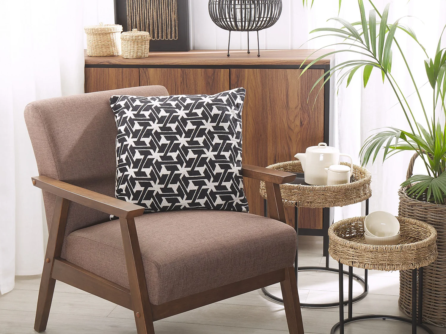 Set di 2 cuscini ANDIRIN Cotone 45 x 45 cm Nero Trama geometrica