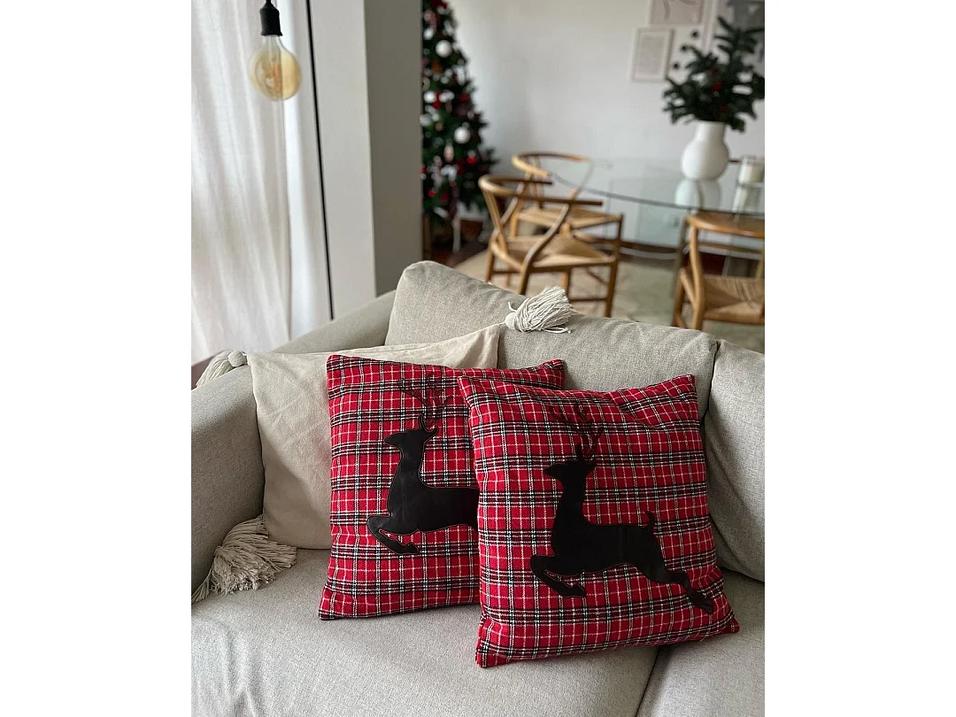 Dekokissen 2er Set COMET 45 x 45 cm Dunkelrot Weihnachtsmotiv
