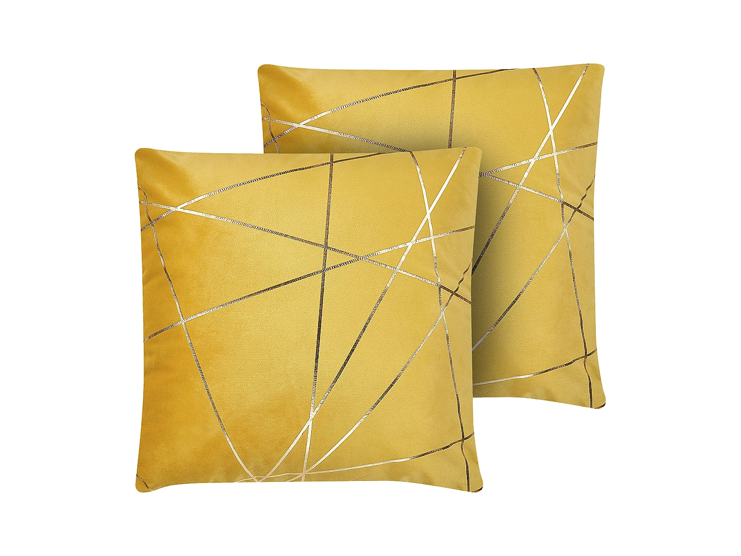 Lot de 2 coussins décoratifs PINUS Velours 45 x 45 cm Jaune Motif géométrique