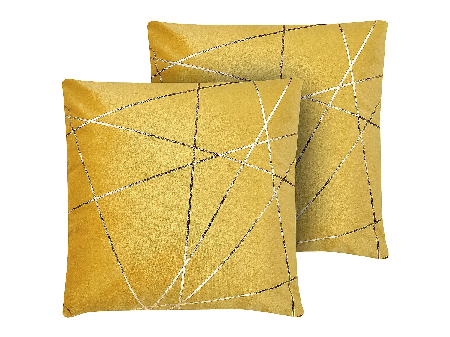 Lot de 2 coussins décoratifs PINUS Velours 45 x 45 cm Jaune Motif géométrique