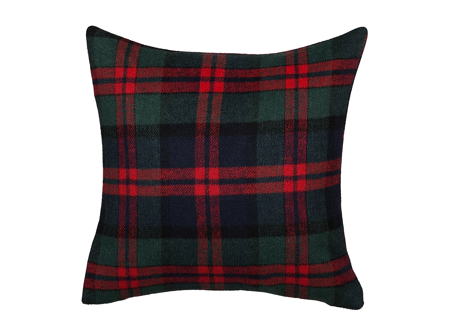 Kariertes Dekokissen mit Rentier-Aufdruck grün/rot/blau/gold im 2er Set Rudolph