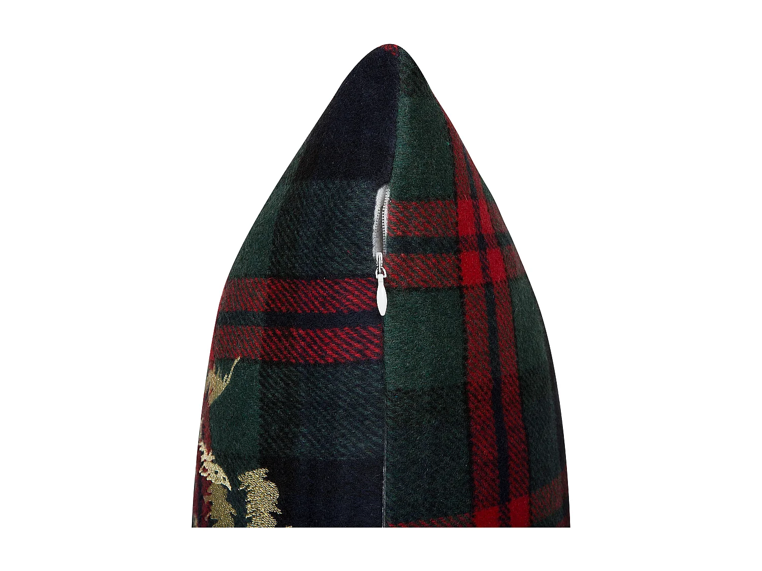 Kariertes Dekokissen mit Rentier-Aufdruck grün/rot/blau/gold im 2er Set Rudolph