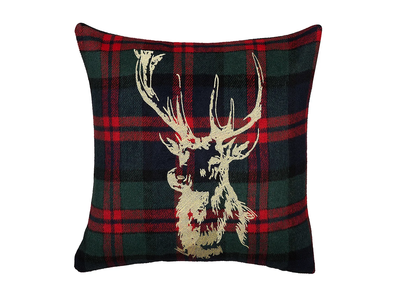 Conjunto de 2 almofadas decorativas RUDOLPH 45 x 45 cm Vermelho Verde Dourado Azul Preto Padrão natalicio