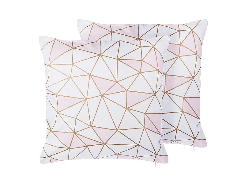 Conjunto de 2 almofadas decorativas CLARKIA Algodão 45 x 45 cm Rosa Padrão geométrico