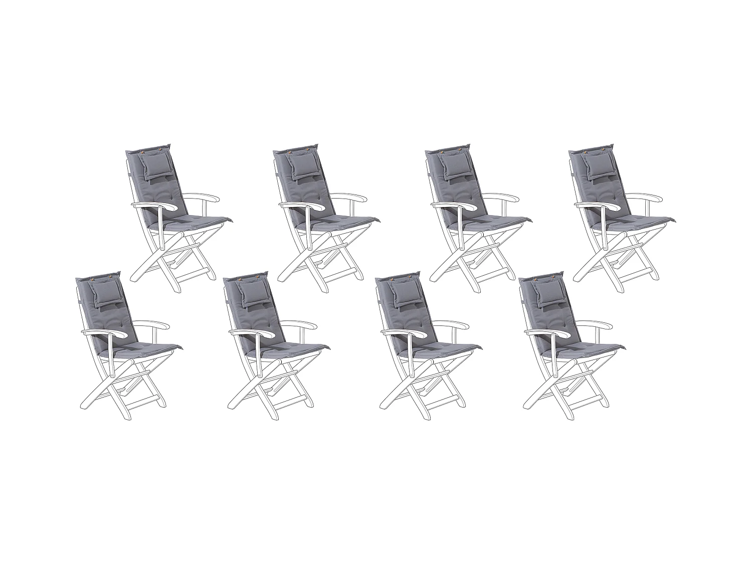 Lot de 8 coussins de jardin MAUI 40 x 54 cm Gris