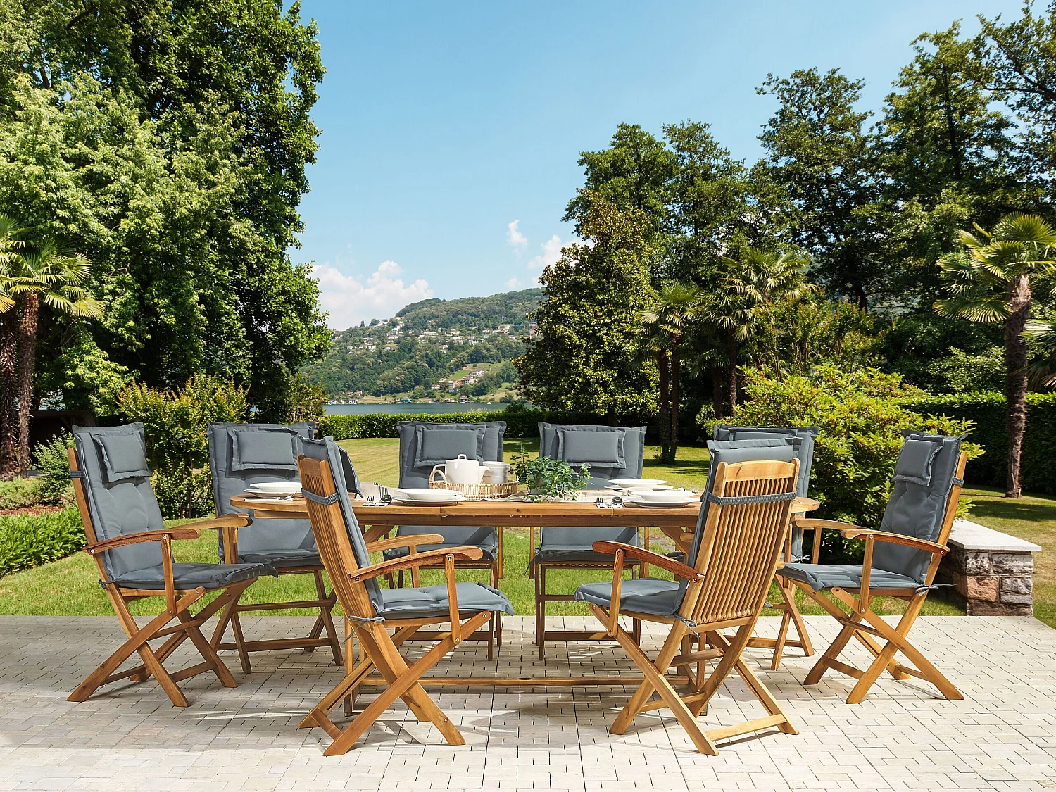 Lot de 8 coussins de jardin MAUI 40 x 54 cm Gris