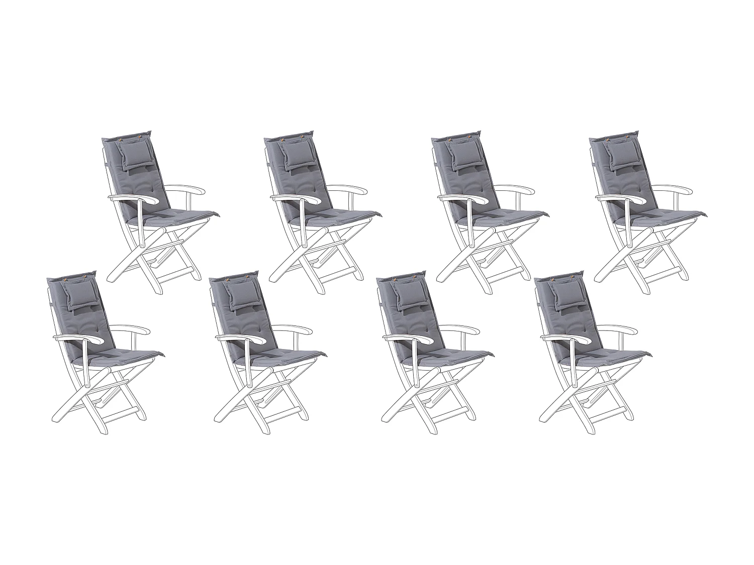Lot de 8 coussins de jardin MAUI 40 x 54 cm Gris