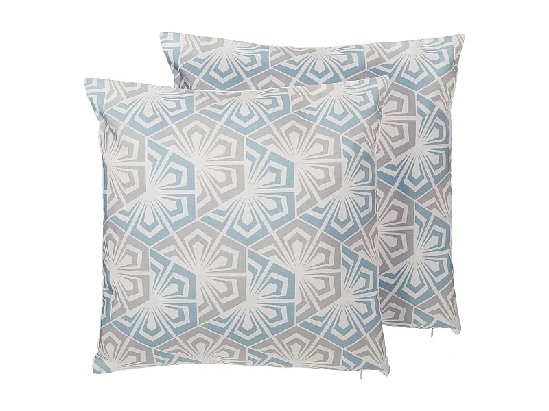 Set di 2 cuscini PRIMROSE 45 x 45 cm Azzurro Trama Ikat