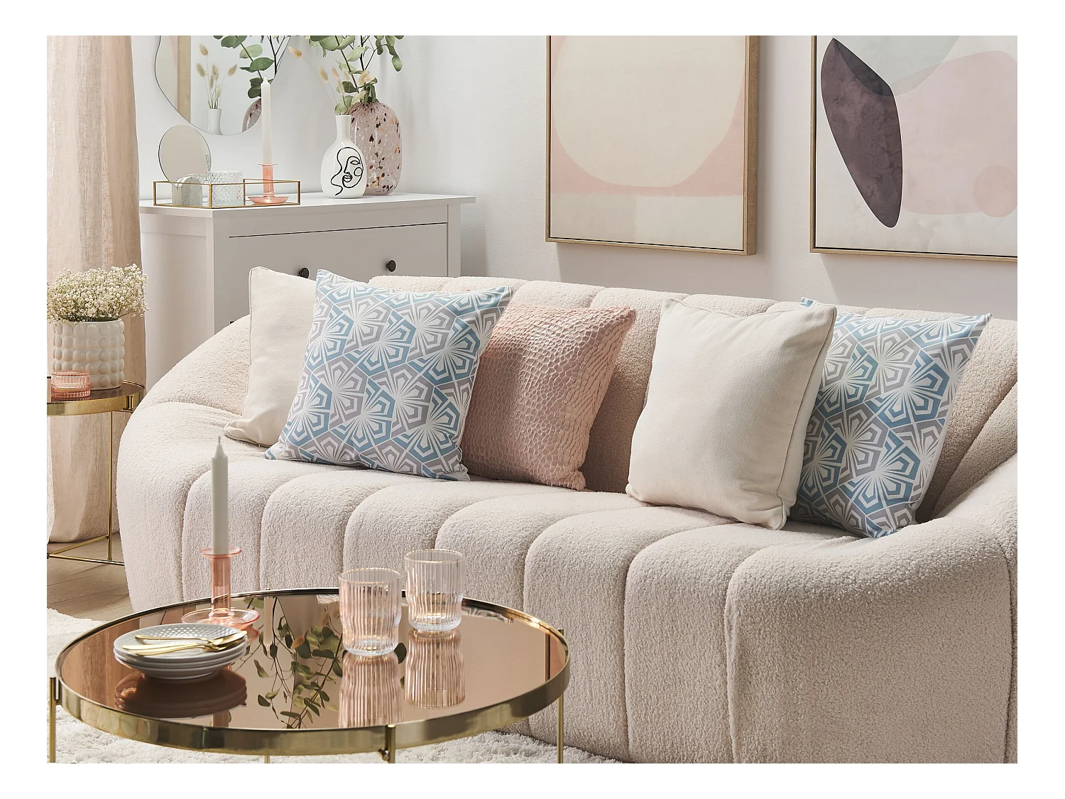 Set di 2 cuscini PRIMROSE 45 x 45 cm Azzurro Trama Ikat