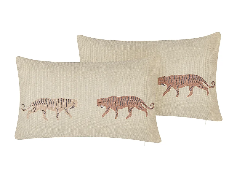 Lot de 2 coussins décoratifs NIEREMBERGIA 30 x 50 cm Beige