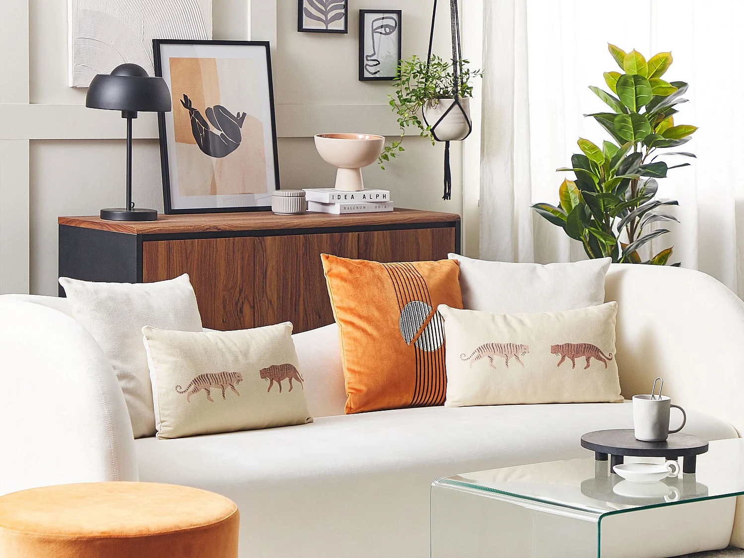 Sierkussen set van 2 tijgerpatroon beige 30 x 50 cm NIEREMBERGIA