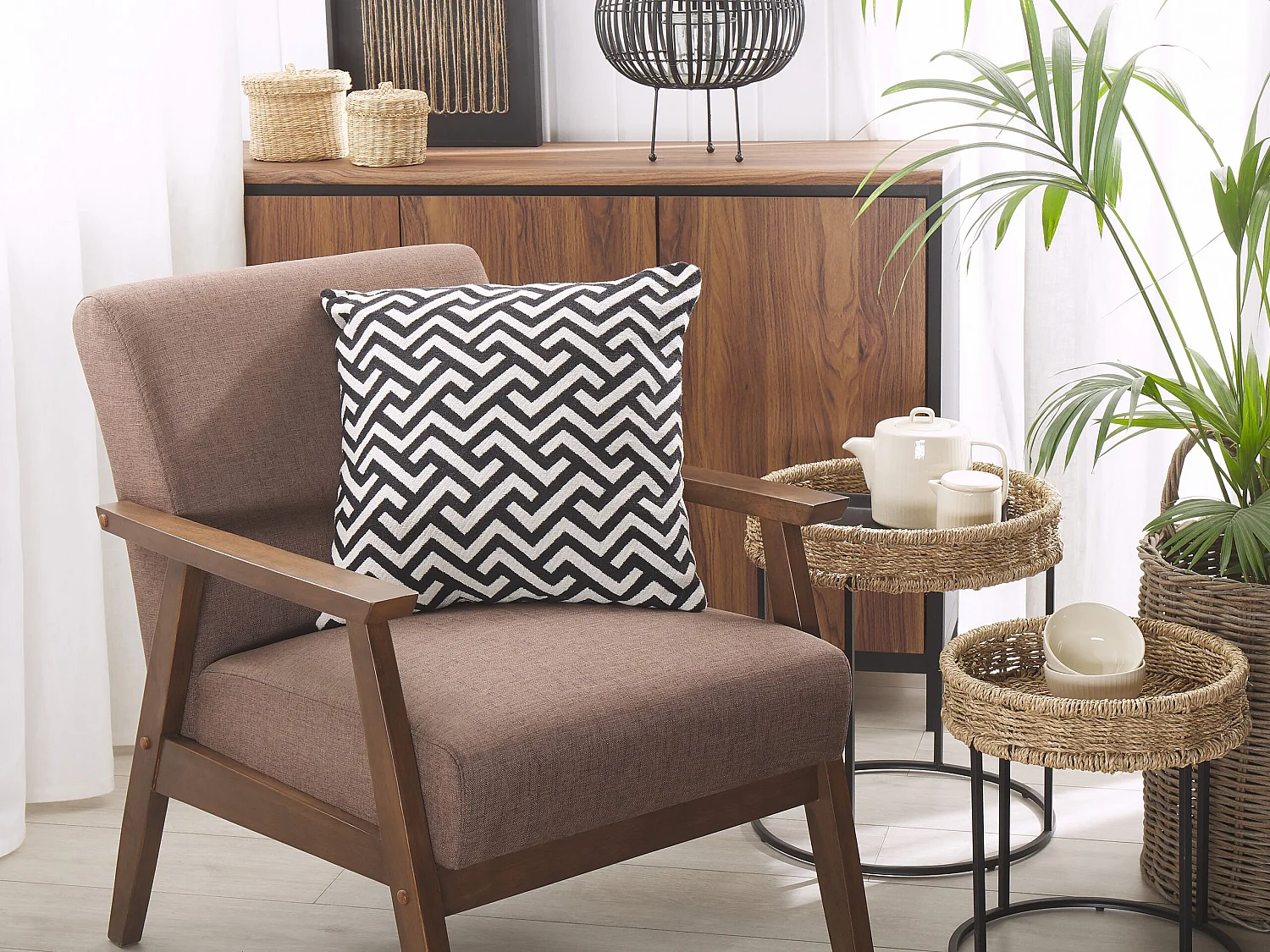 Dekokissen mit Füllung 2er Set schwarz / creme geometrisch 45x45 cm Salizar