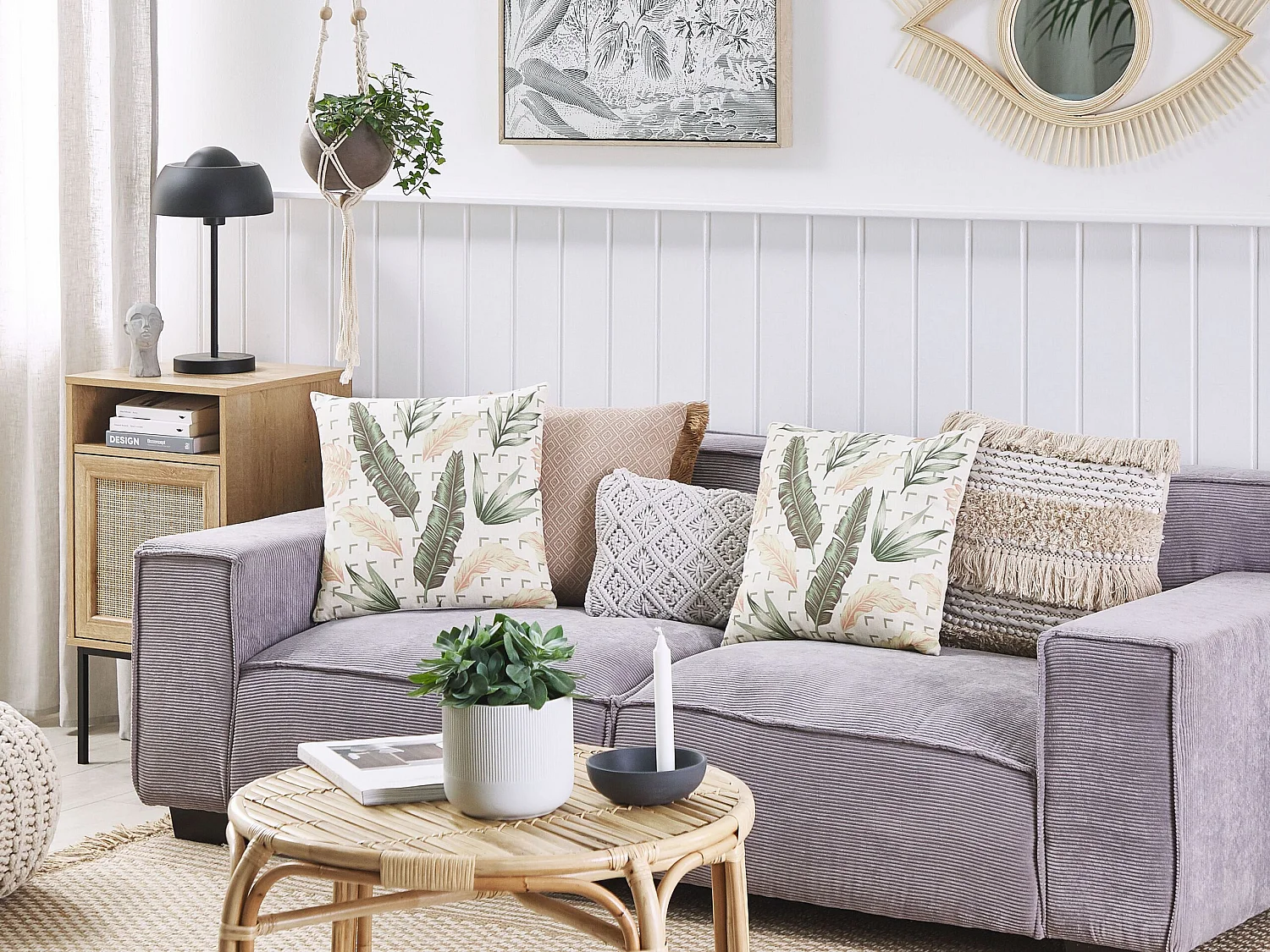 Lot de 2 coussins décoratifs RHAPIS 45 x 45 cm Vert Motif de plante