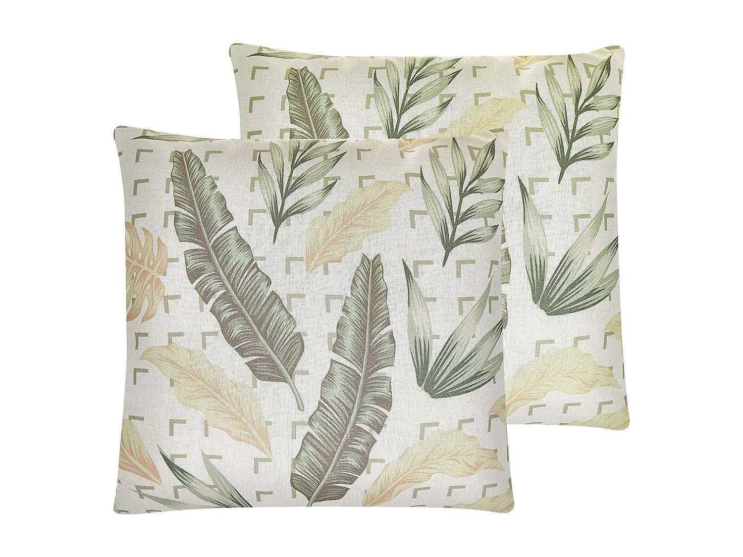 Lot de 2 coussins décoratifs RHAPIS 45 x 45 cm Vert Motif de plante
