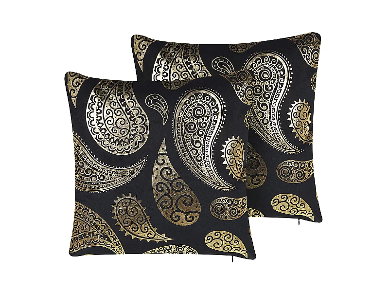 Set di 2 cuscini URSINIA Velluto 45 x 45 cm Oro Trama orientale